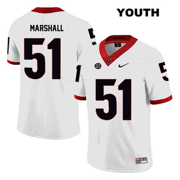 Georgia Bulldogs Youth David Marshall #51 NCAA Legend Authentic White Nike Stitched College Football Jersey MNL1456BF